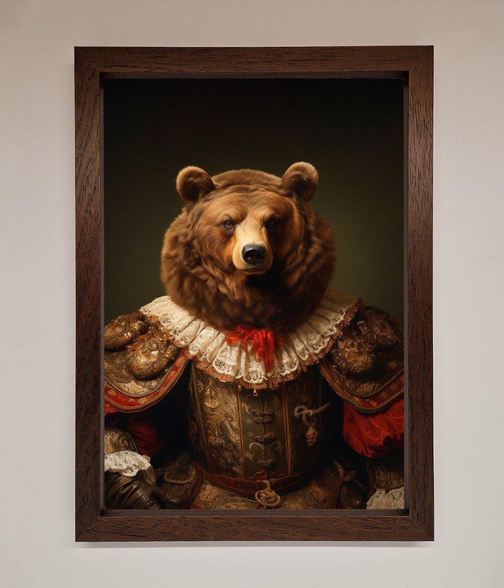 Rennaissance Bear Framed Poster