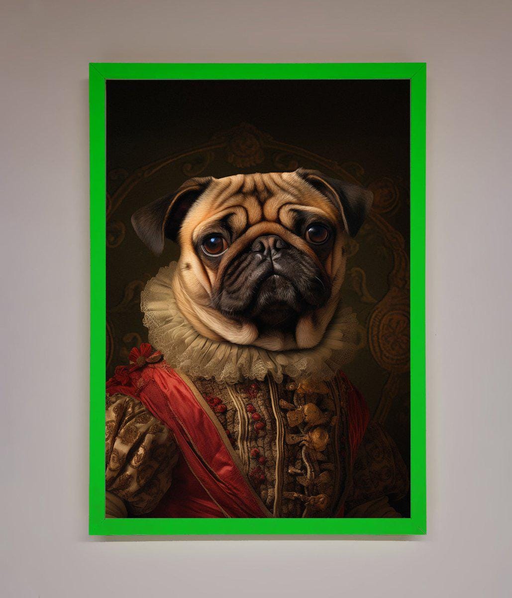 Renaissance Pugs Framed Poster