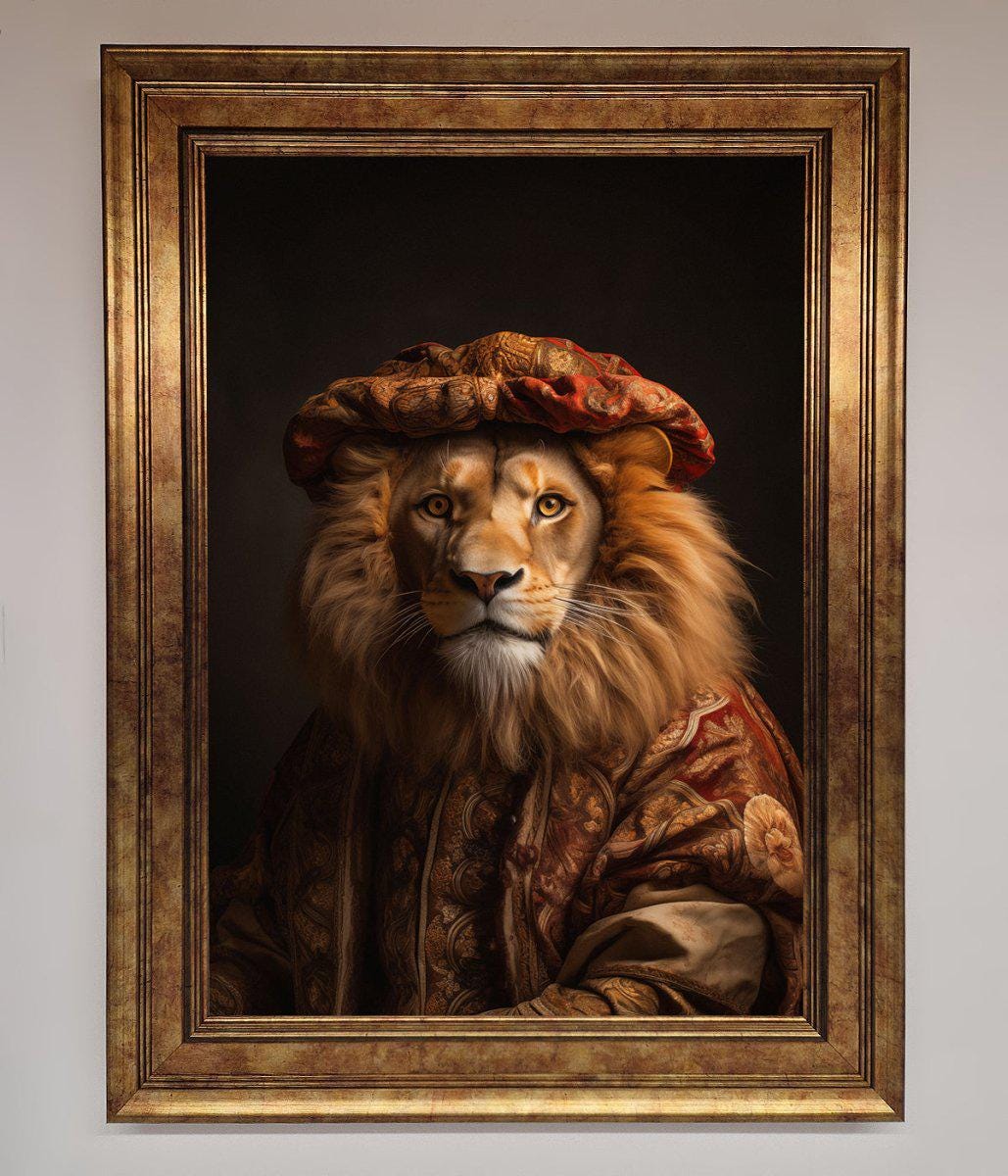 Renaissance Lion Framed Wall Art