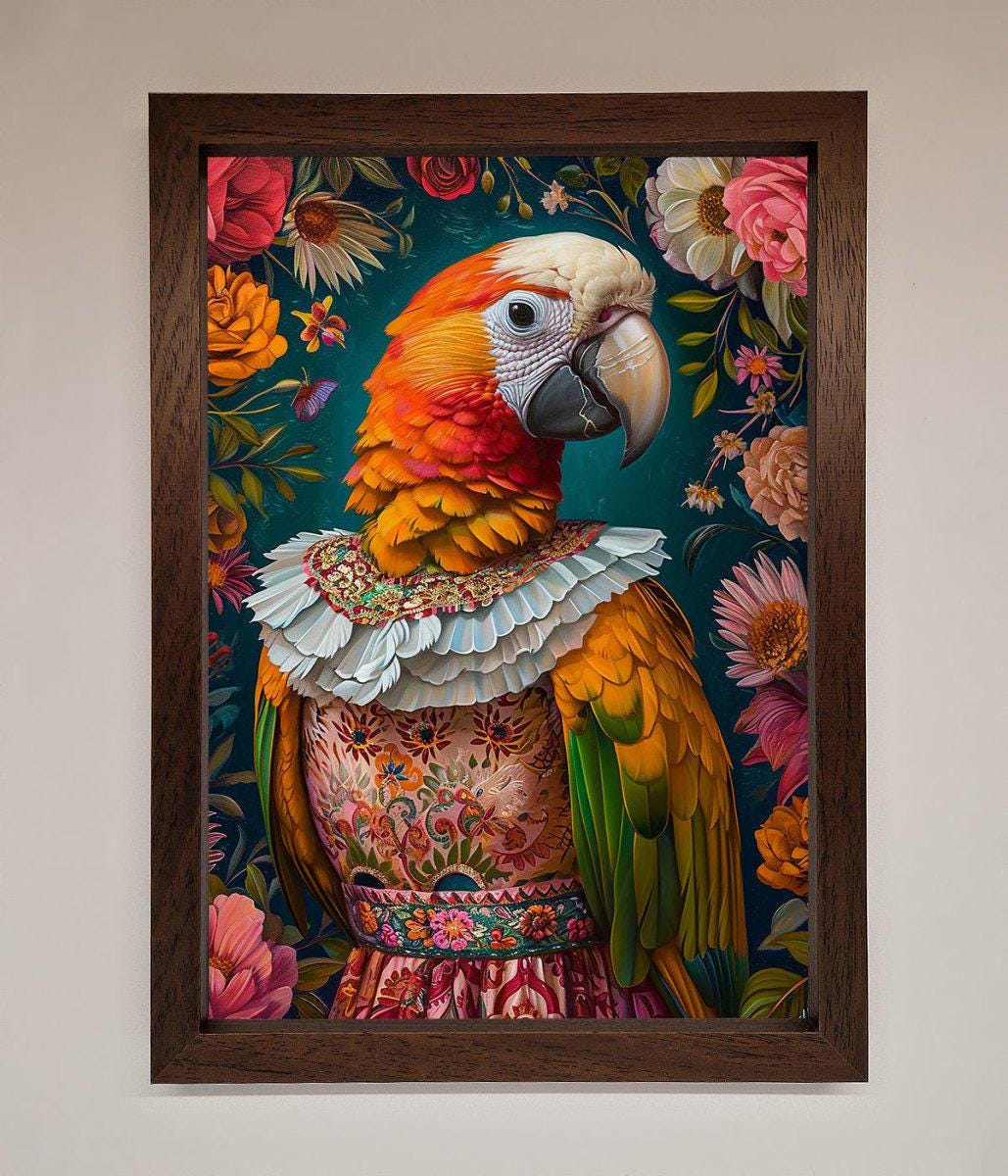 Parrot Renaissance Stare Framed Wall Art