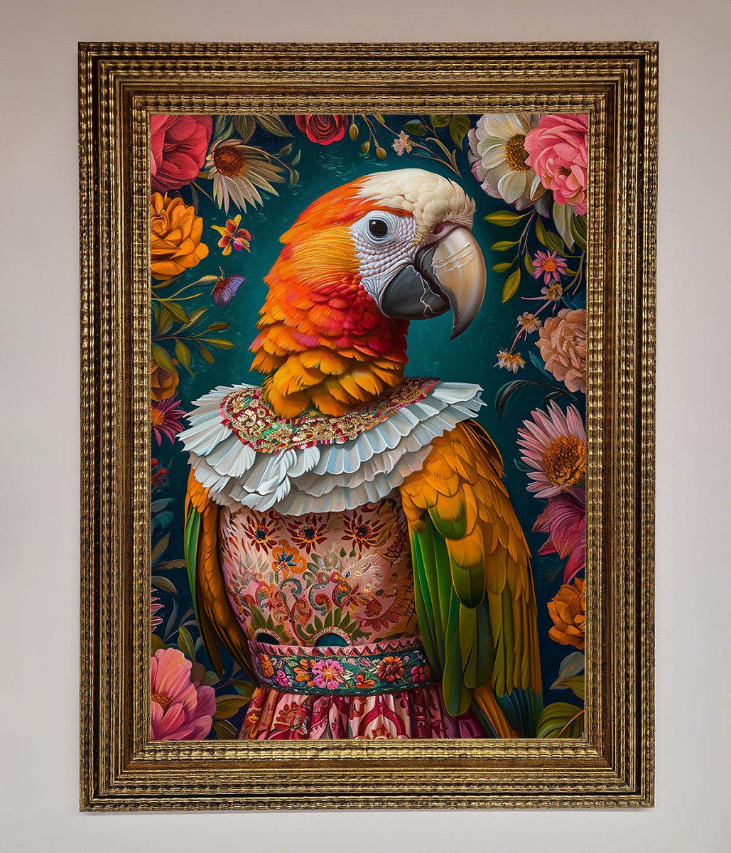 Parrot Renaissance Stare Framed Wall Art