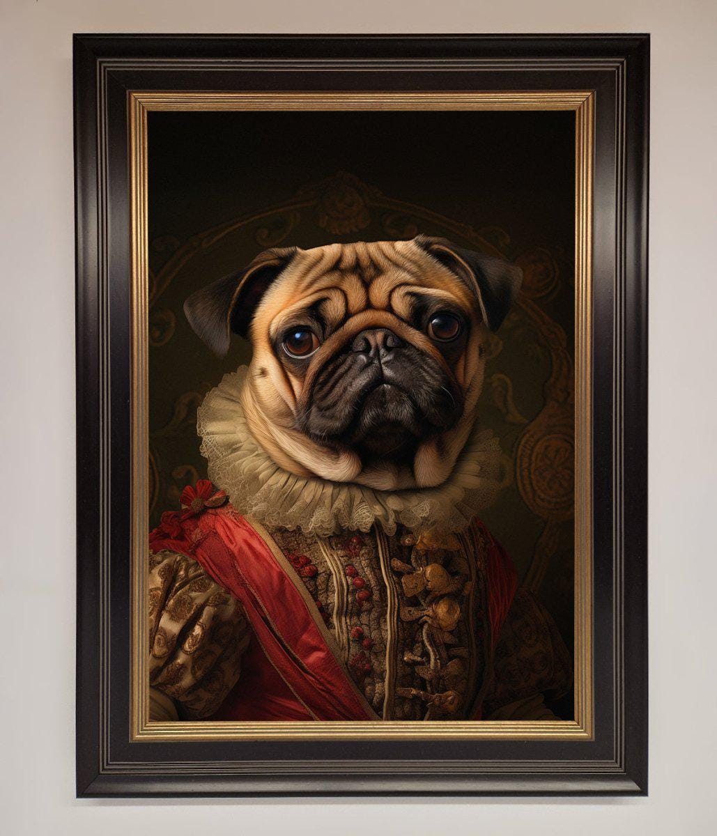 Renaissance Pugs Framed Poster