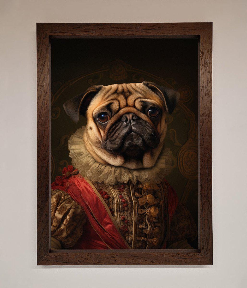Renaissance Pugs Framed Poster