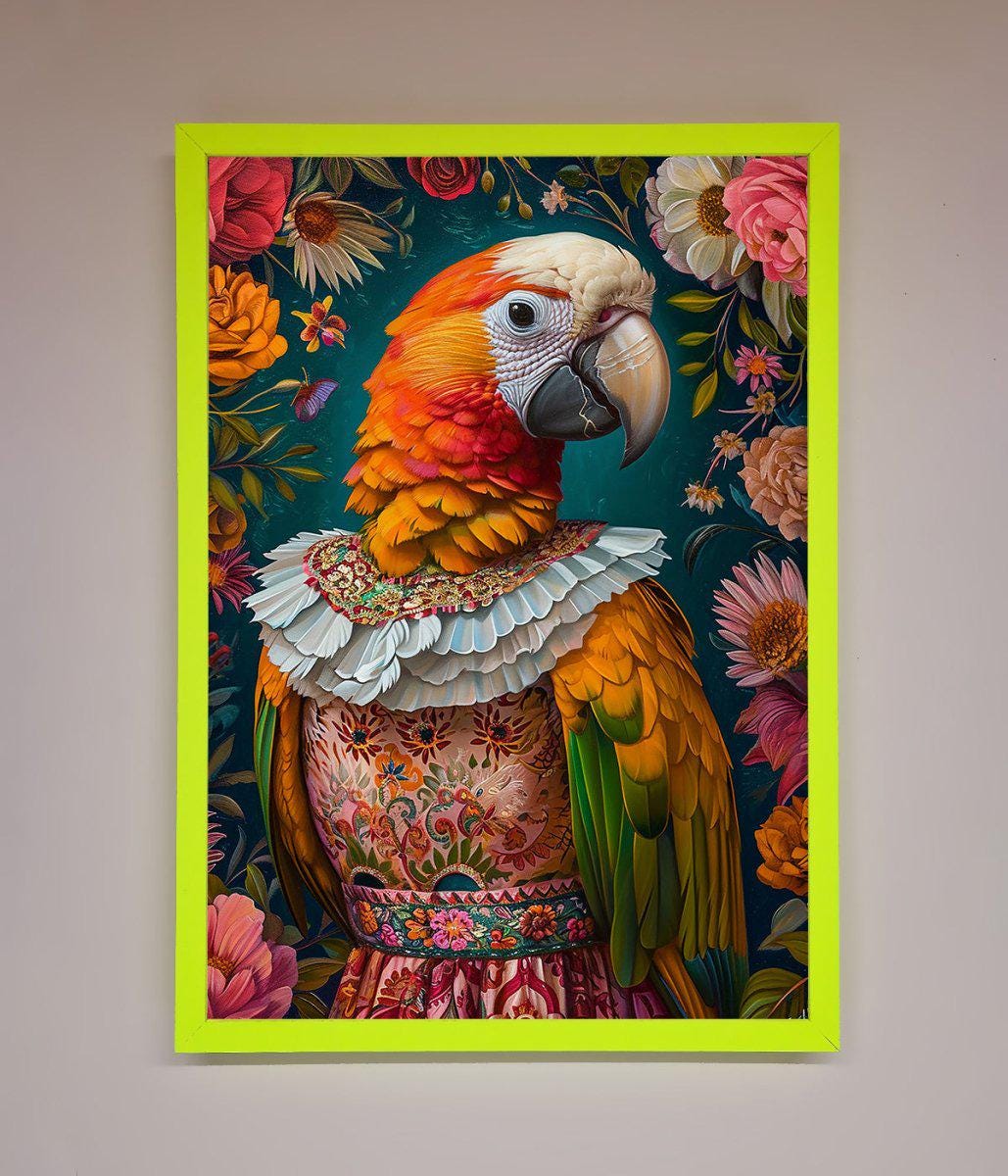 Parrot Renaissance Stare Framed Wall Art